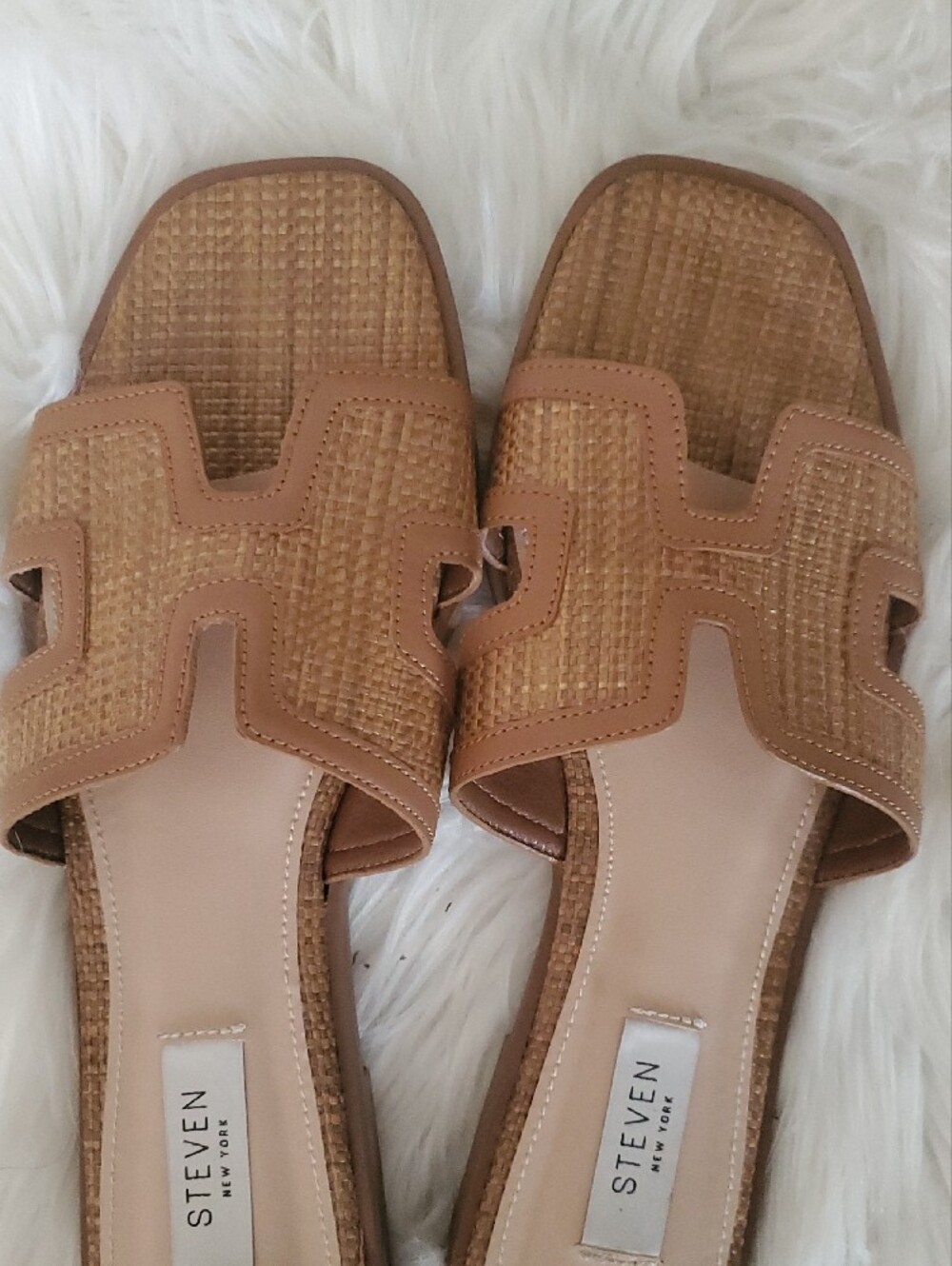 Steve Madden Woven Tan Slide Mules Sandals Size 8.5 - Picture 8 of 10
